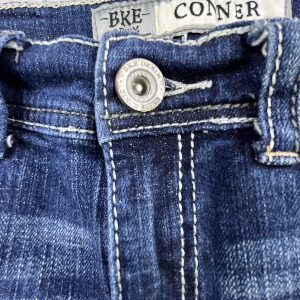 BKE Conner Bootcut Jeans Youth Size 14 Blue Denim Embroidered Whiskering